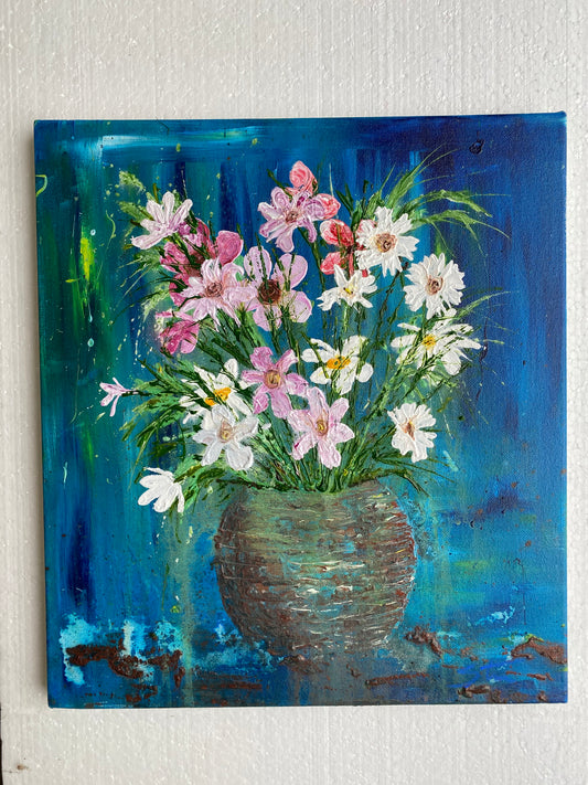 Flowers in Brown Pot Original